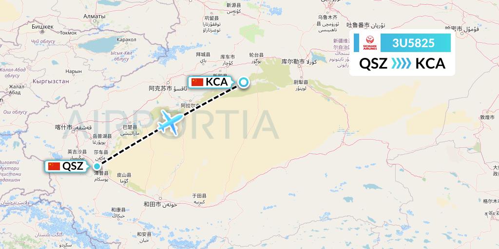 3U5825 Sichuan Airlines Flight Map: Hotan to Kuqa