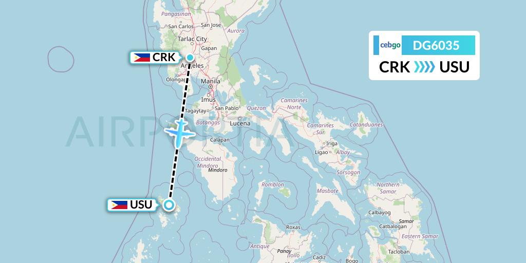 DG6035 Cebgo Flight Map: Angeles City to Busuanga