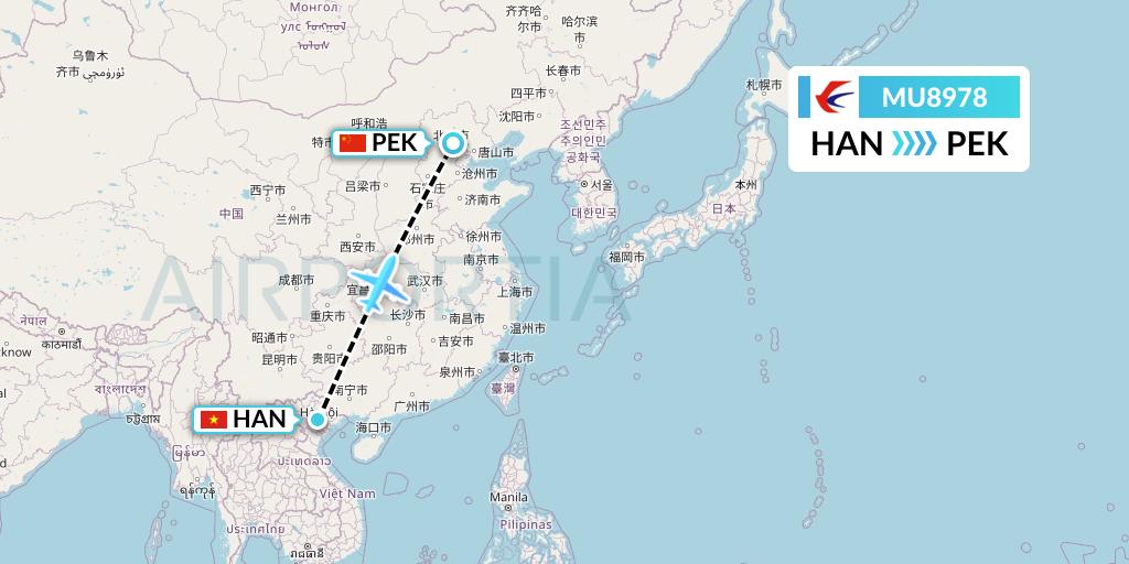 MU8978 China Eastern Airlines Flight Map: Hanoi to Beijing