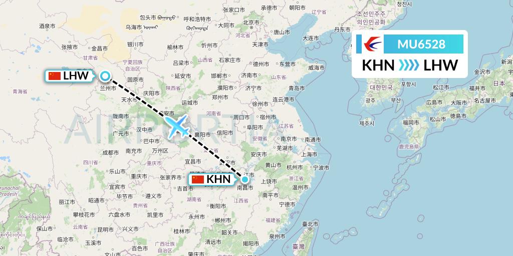 MU6528 China Eastern Airlines Flight Map: Nanchang to Lanzhou