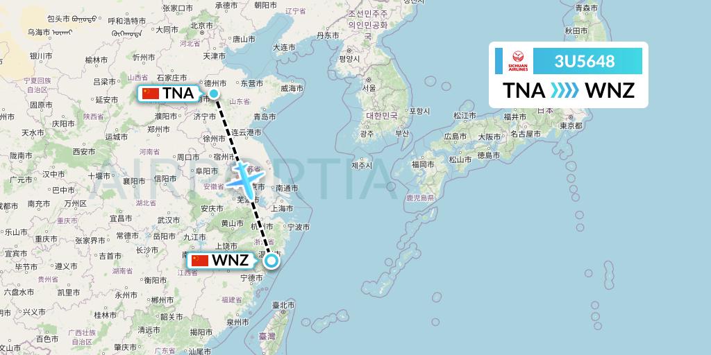 3U5648 Sichuan Airlines Flight Map: Jinan to Wenzhou