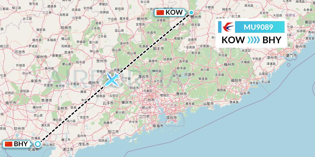 MU9089 China Eastern Airlines Flight Map: Ganzhou to Beihai