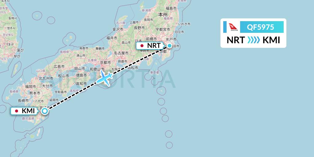 QF5975 Qantas Flight Map: Tokyo to Miyazaki