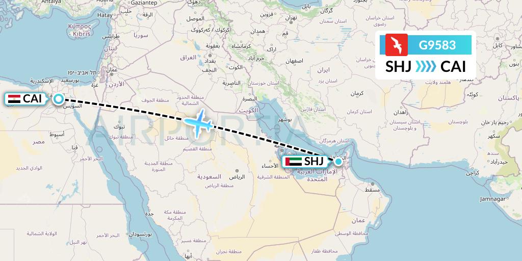 G9583 Air Arabia Flight Map: Sharjah to Cairo