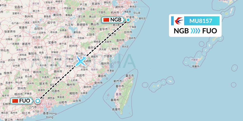 MU8157 China Eastern Airlines Flight Map: Ningbo to Foshan
