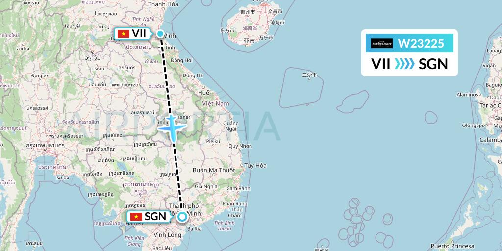 W23225 Flex Flight Flight Map: Vinh to Ho Chi Minh City