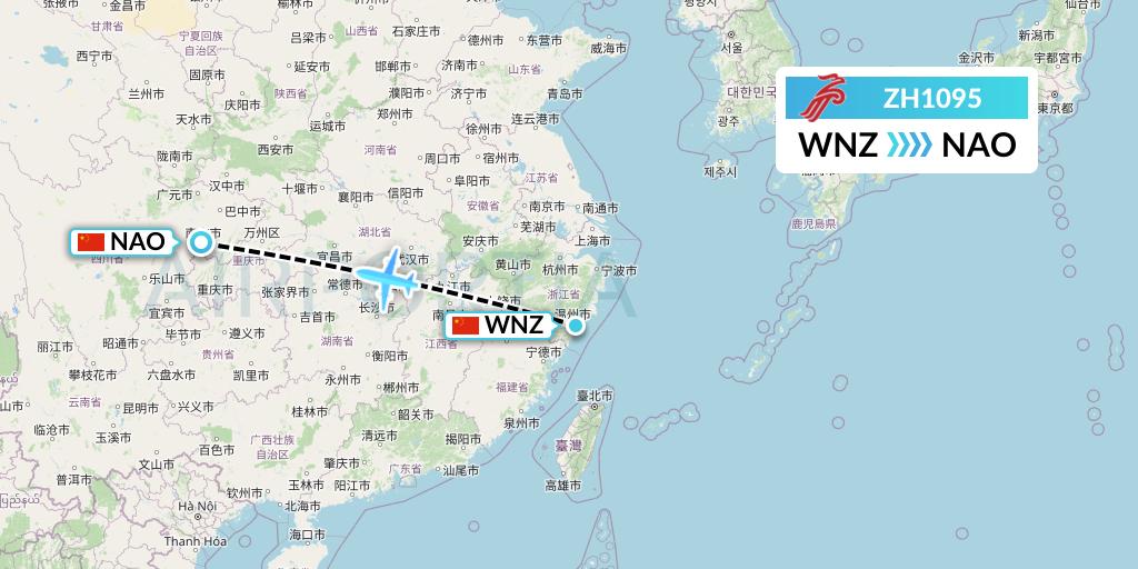ZH1095 Shenzhen Airlines Flight Map: Wenzhou to Nanchong