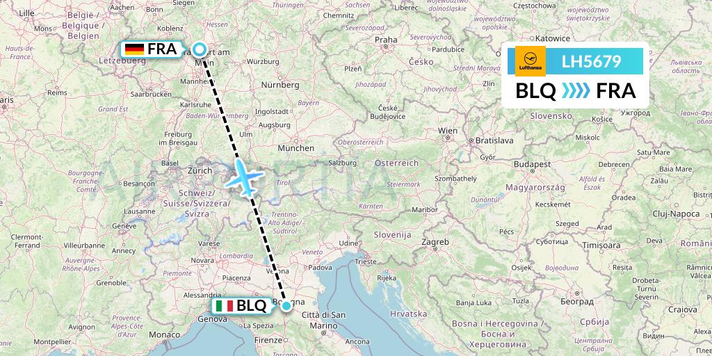 LH5679 Lufthansa Flight Map: Bologna to Frankfurt
