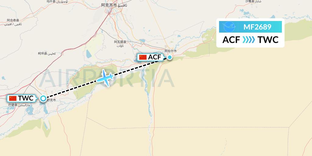 MF2689 Xiamen Airlines Flight Map: Aksu to Kashgar