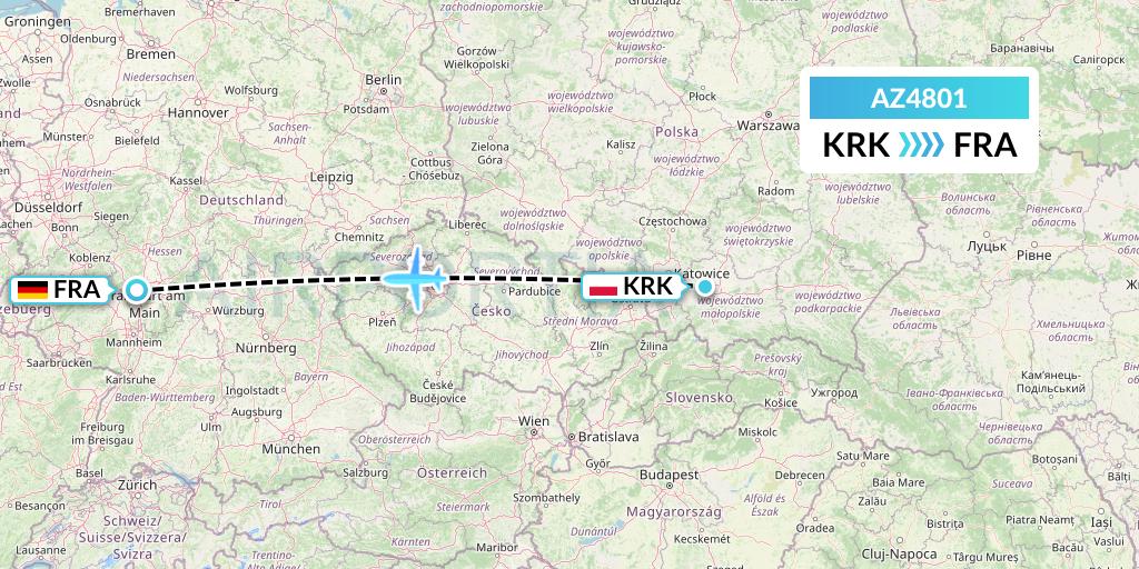 AZ4801 ITA Airways Flight Map: Krakow to Frankfurt
