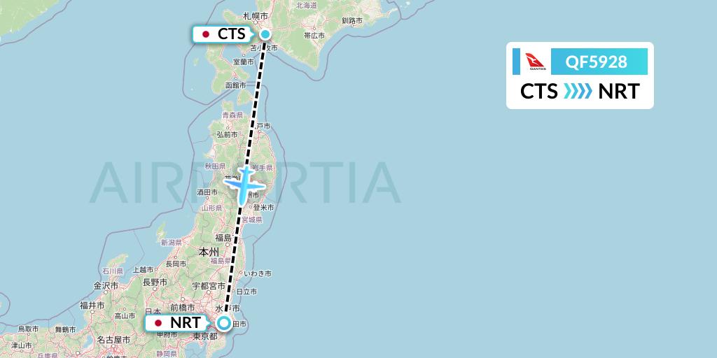 QF5928 Qantas Flight Map: Sapporo to Tokyo