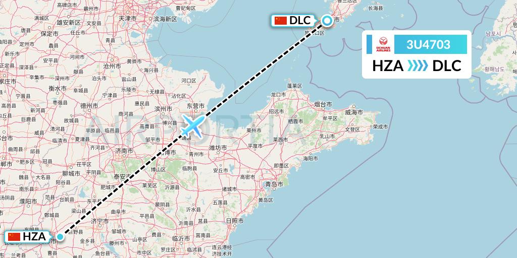 3U4703 Sichuan Airlines Flight Map: Jinan to Dalian