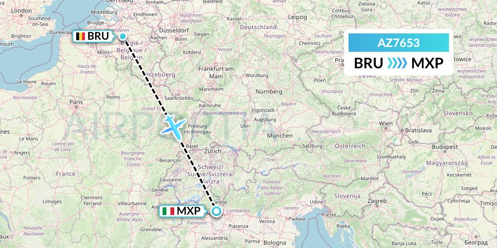 AZ7653 ITA Airways Flight Map: Brussels to Milan