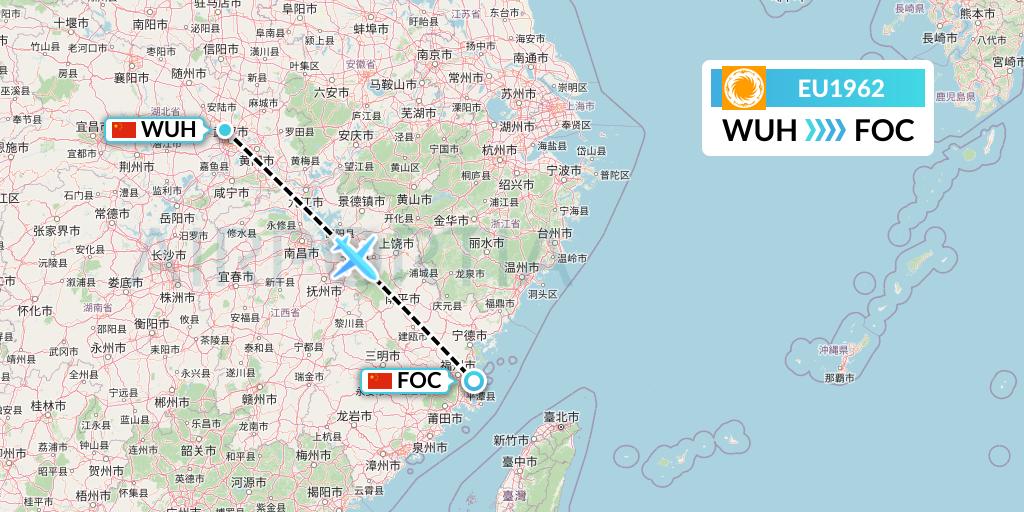 EU1962 Chengdu Airlines Flight Map: Wuhan to Fuzhou