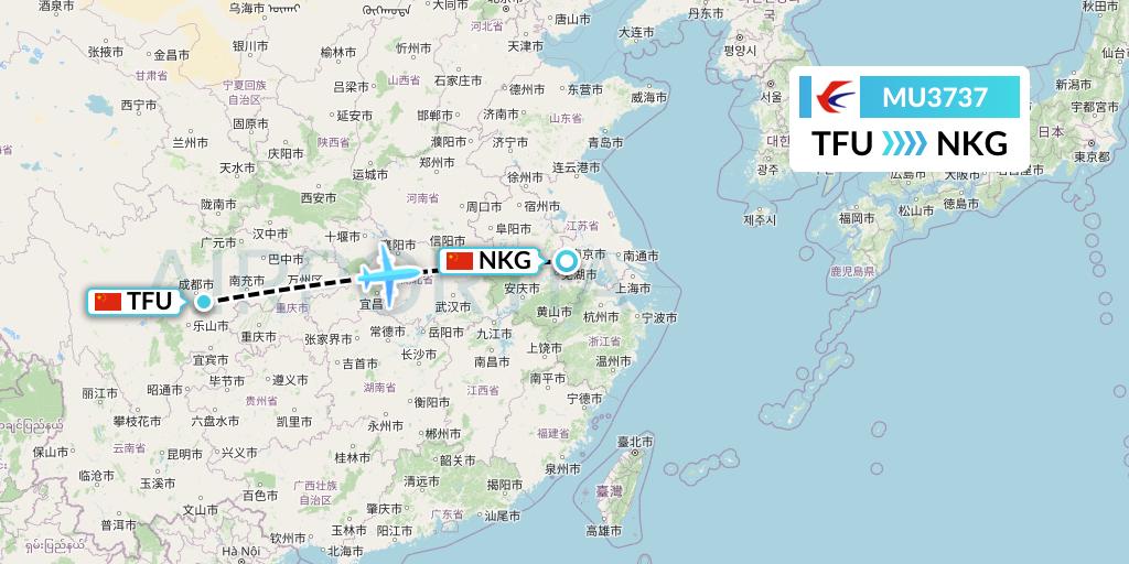 MU3737 China Eastern Airlines Flight Map: Chengdu to Nanjing