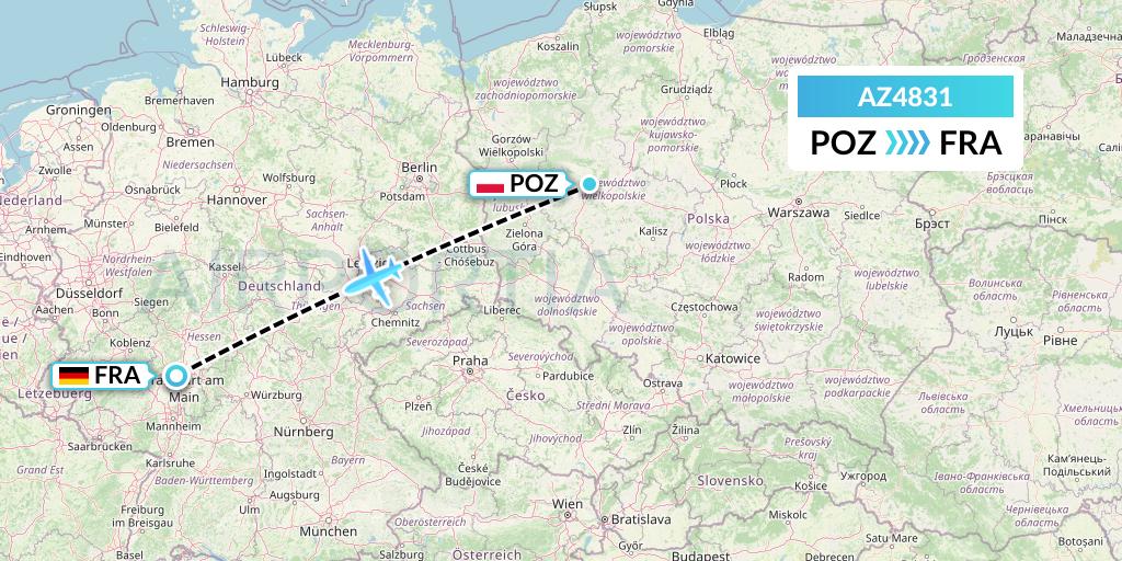 AZ4831 ITA Airways Flight Map: Poznan to Frankfurt