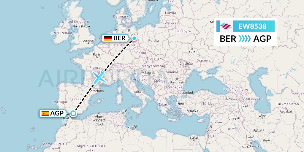 EW8538 Eurowings Flight Map: Berlin to Malaga