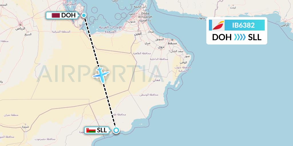 IB6382 Iberia Flight Map: Doha to Salalah