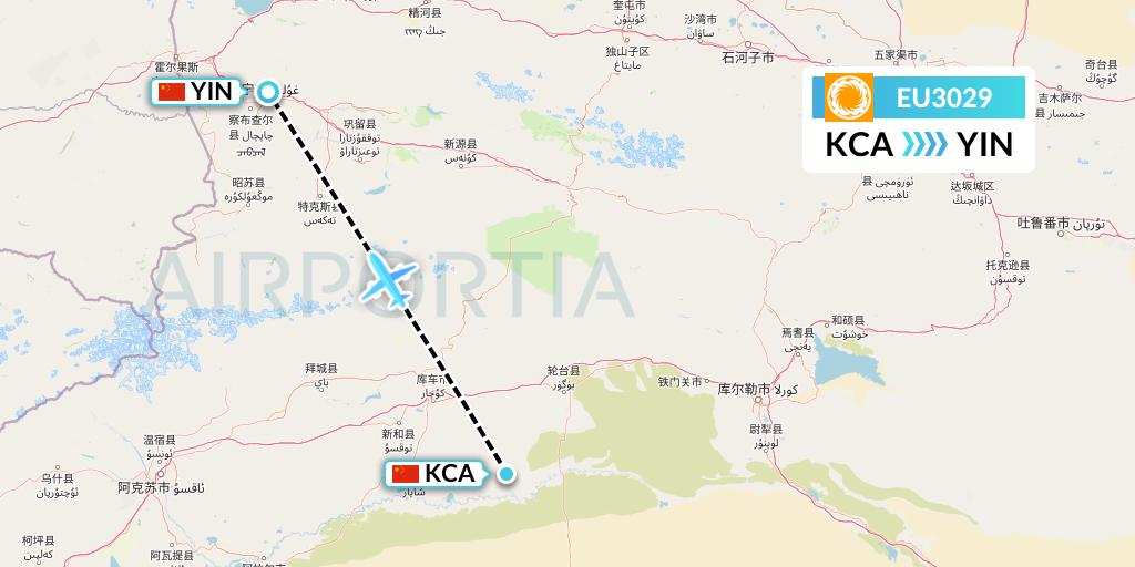 EU3029 Chengdu Airlines Flight Map: Kuqa to Yining