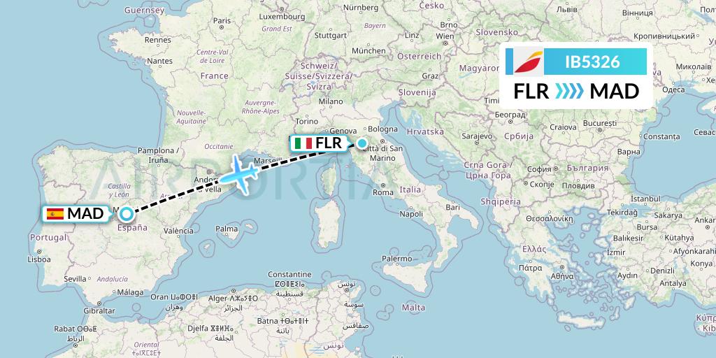 IB5326 Iberia Flight Map: Florence to Madrid