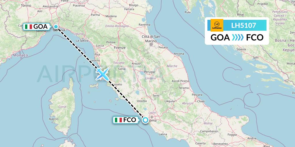 LH5107 Lufthansa Flight Map: Genoa to Rome