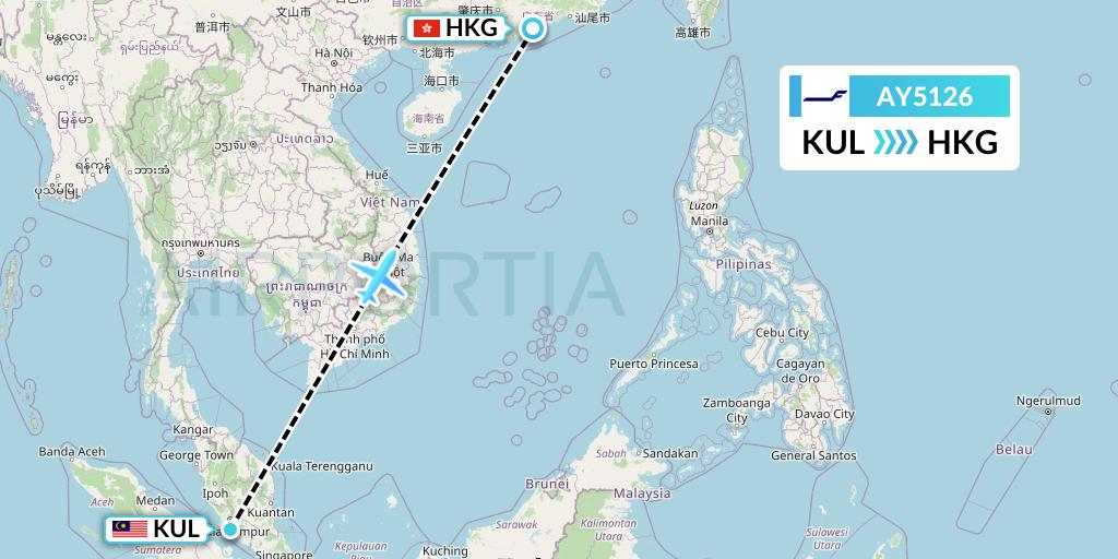 AY5126 Finnair Flight Map: Kuala Lumpur to Hong Kong