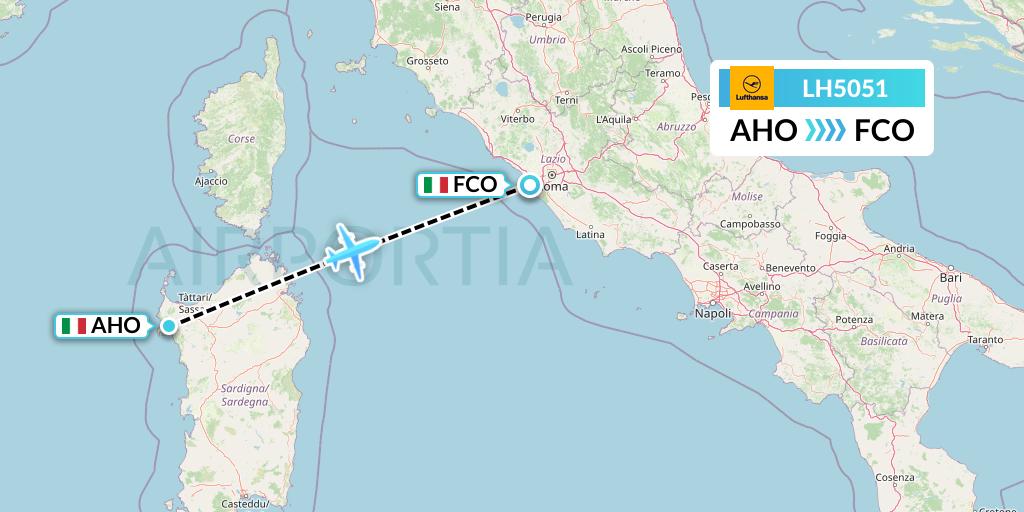 LH5051 Lufthansa Flight Map: Alghero to Rome