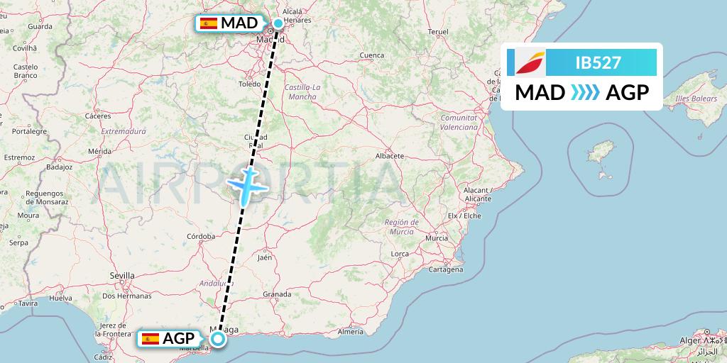 IB527 Iberia Flight Map: Madrid to Malaga