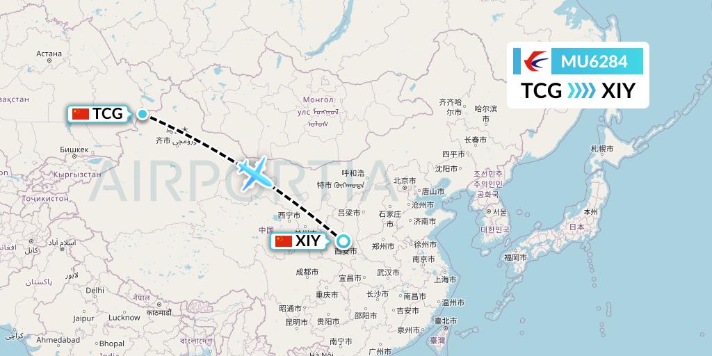 MU6284 China Eastern Airlines Flight Map: Tacheng to Xi'an