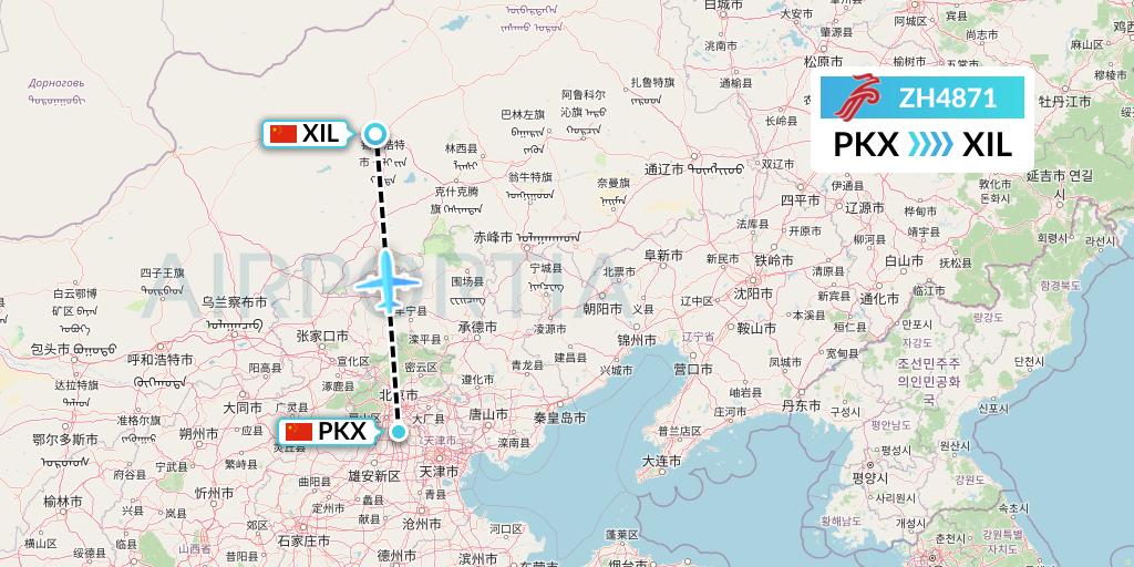ZH4871 Shenzhen Airlines Flight Map: Beijing to Xilinhot