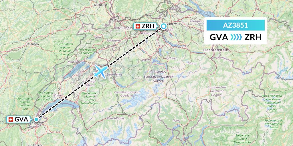 AZ3851 ITA Airways Flight Map: Geneva to Zurich