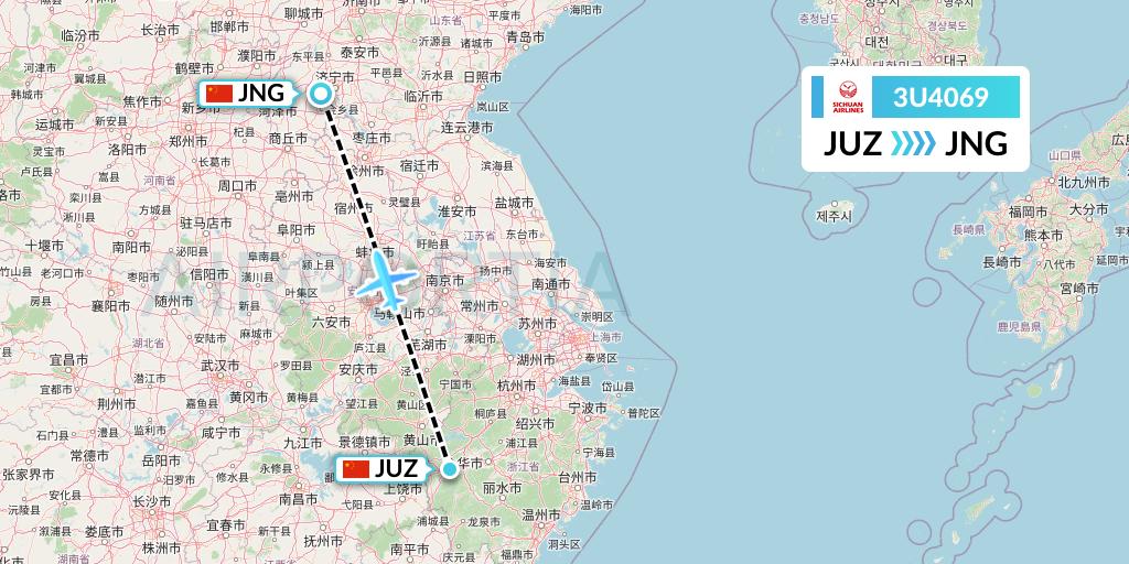 3U4069 Sichuan Airlines Flight Map: Quzhou to Jining