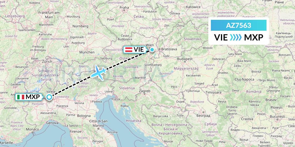 AZ7563 ITA Airways Flight Map: Vienna to Milan