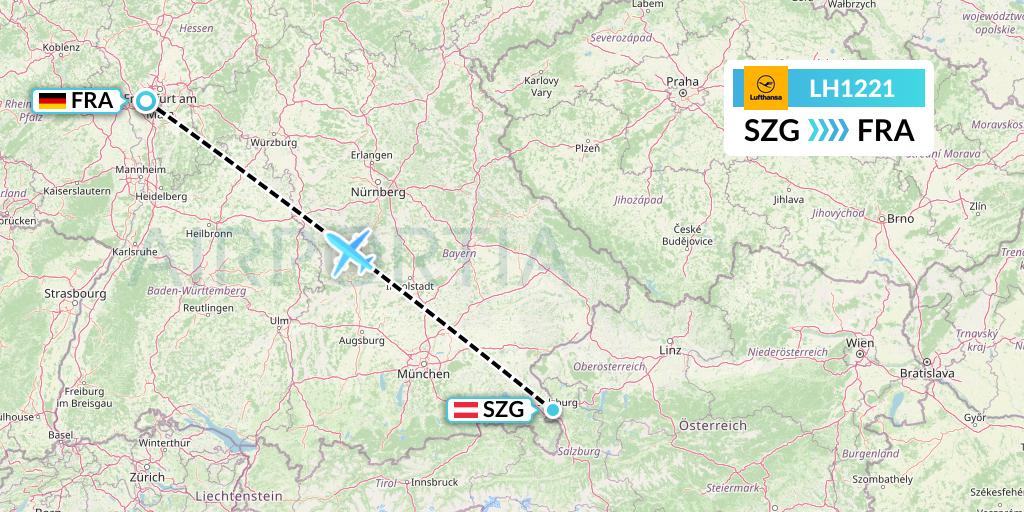 LH1221 Lufthansa Flight Map: Salzburg to Frankfurt