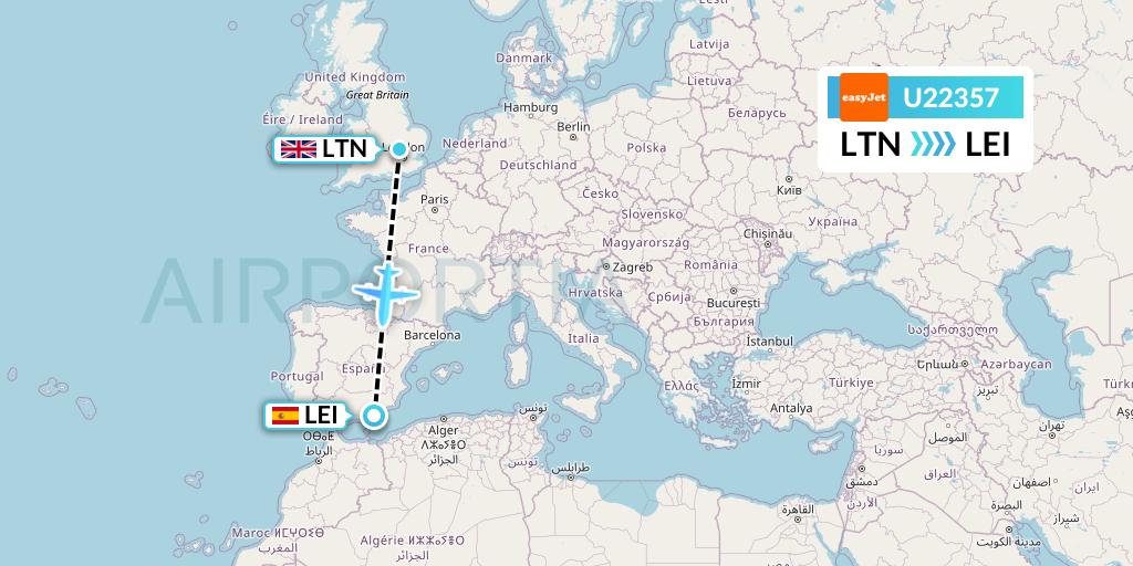 U22357 EasyJet Flight Map: London to Almeria