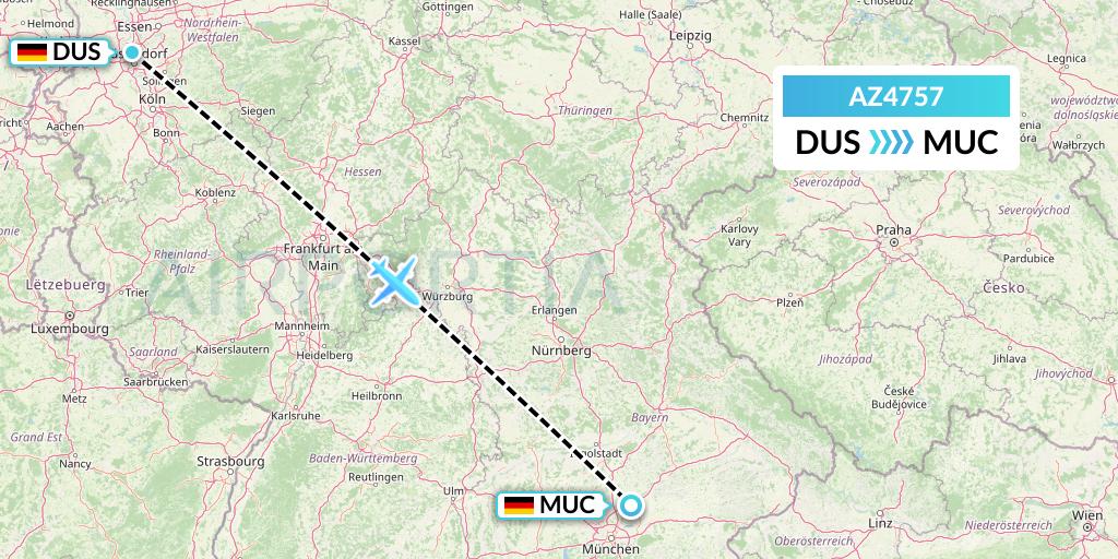 AZ4757 ITA Airways Flight Map: Dusseldorf to Munich