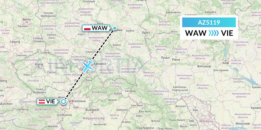 AZ5119 ITA Airways Flight Map: Warsaw to Vienna