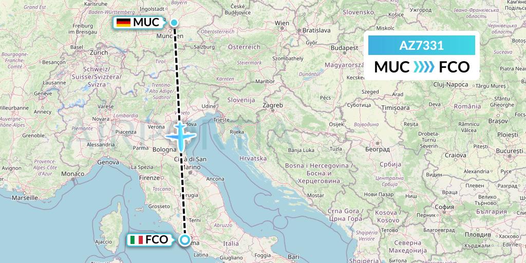 AZ7331 ITA Airways Flight Map: Munich to Rome