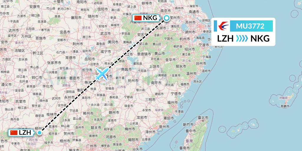 MU3772 China Eastern Airlines Flight Map: Liuzhou to Nanjing