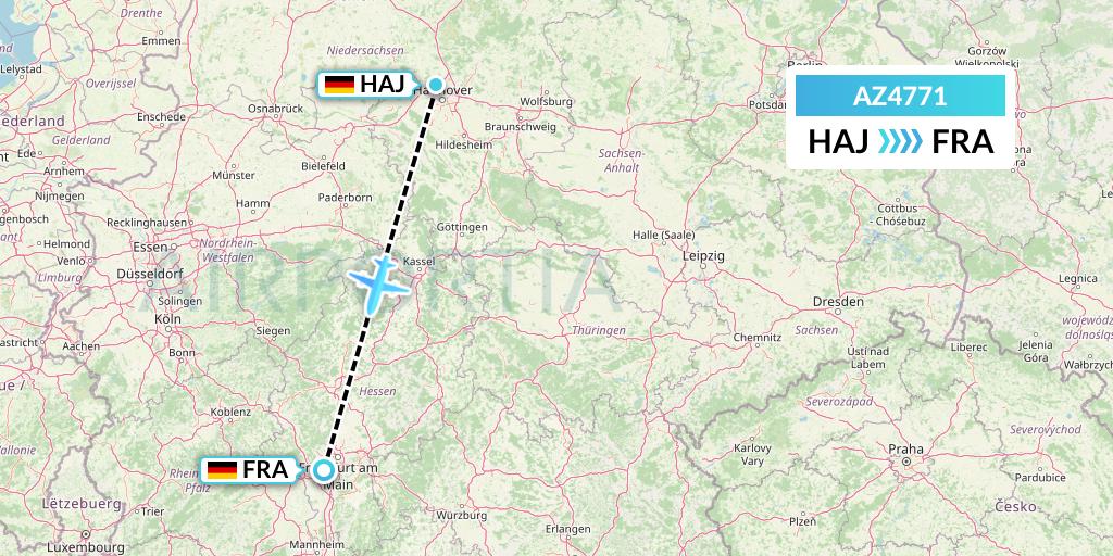AZ4771 ITA Airways Flight Map: Hannover to Frankfurt