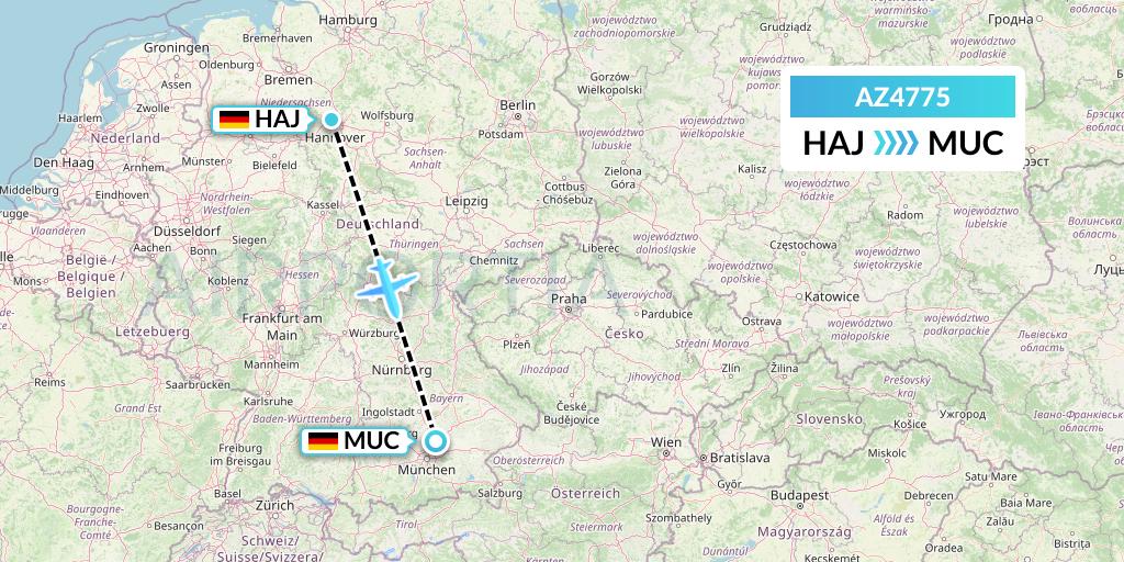 AZ4775 ITA Airways Flight Map: Hannover to Munich