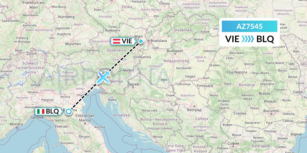 AZ7545 ITA Airways Flight Map: Vienna to Bologna