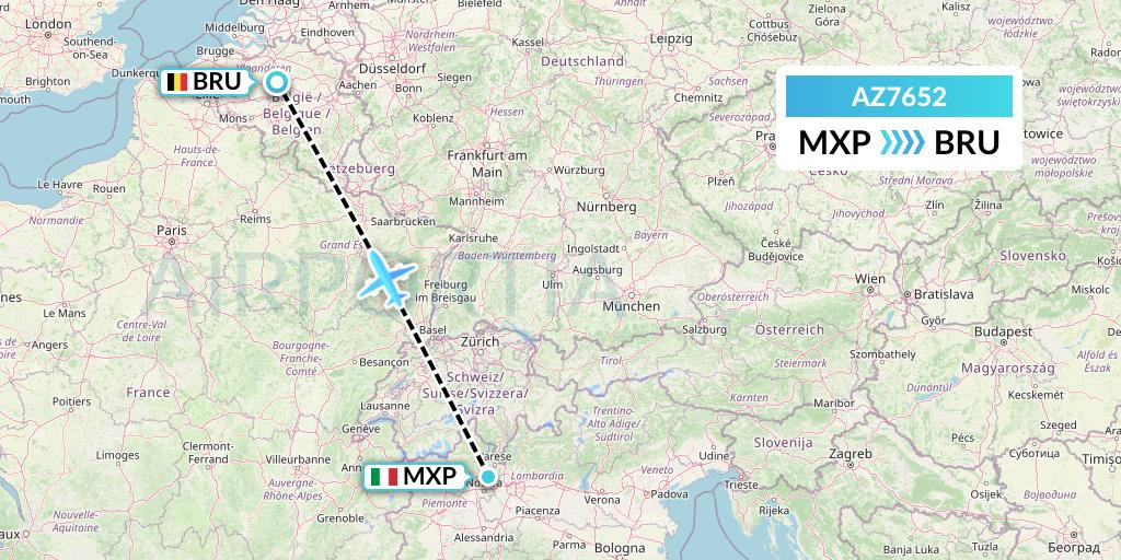 AZ7652 ITA Airways Flight Map: Milan to Brussels