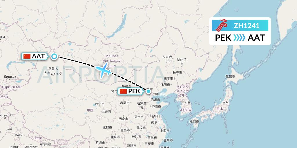 ZH1241 Shenzhen Airlines Flight Map: Beijing to Altay