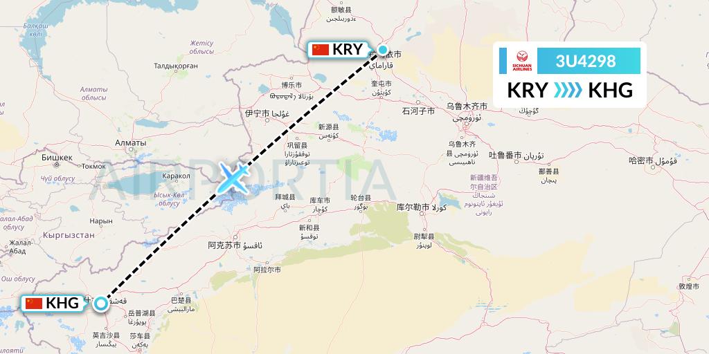 3U4298 Sichuan Airlines Flight Map: Karamay to Kashgar