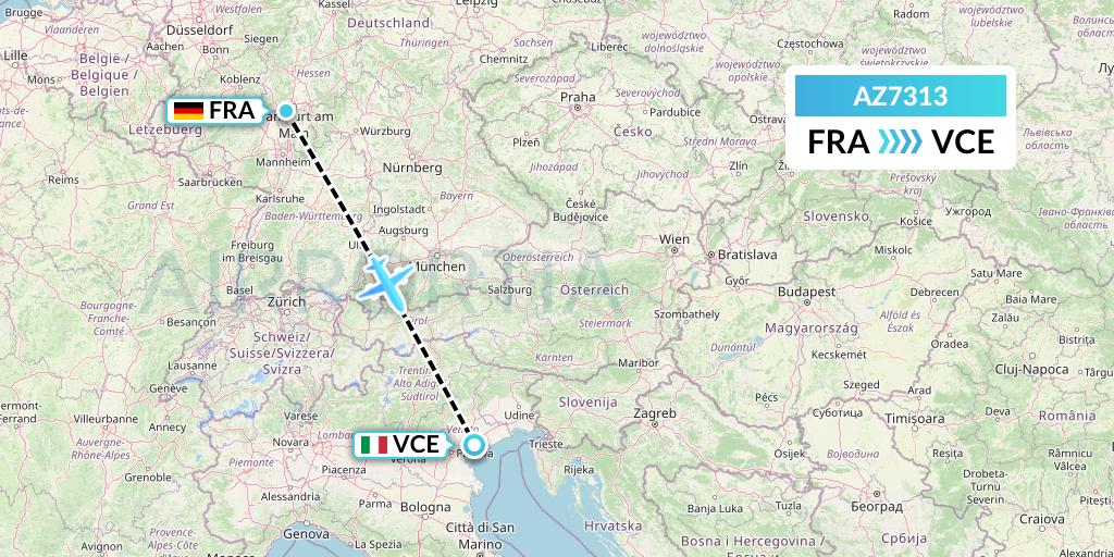 AZ7313 ITA Airways Flight Map: Frankfurt to Venice