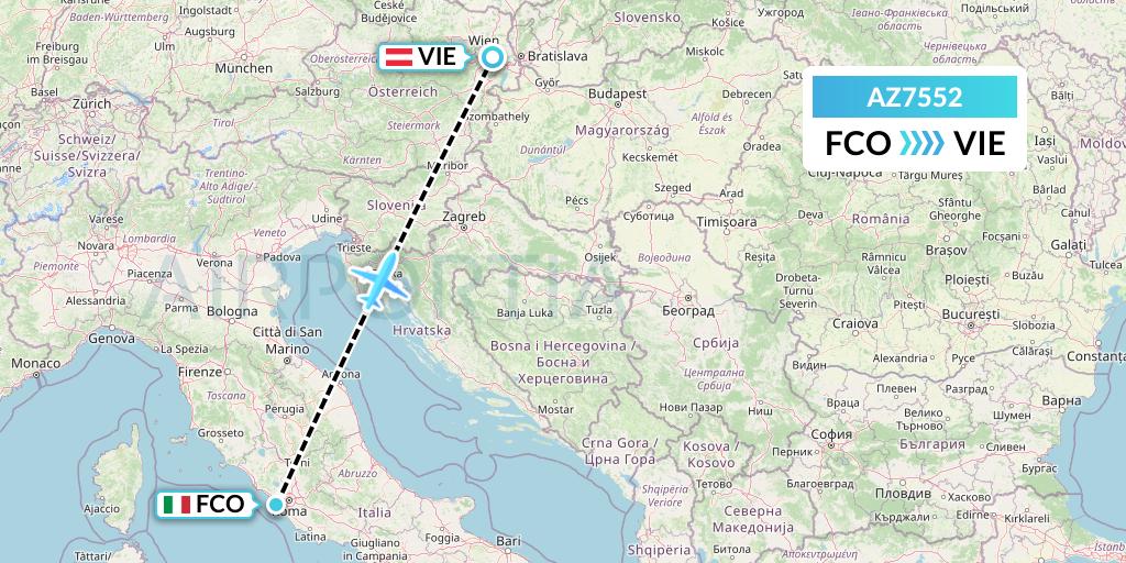 AZ7552 ITA Airways Flight Map: Rome to Vienna