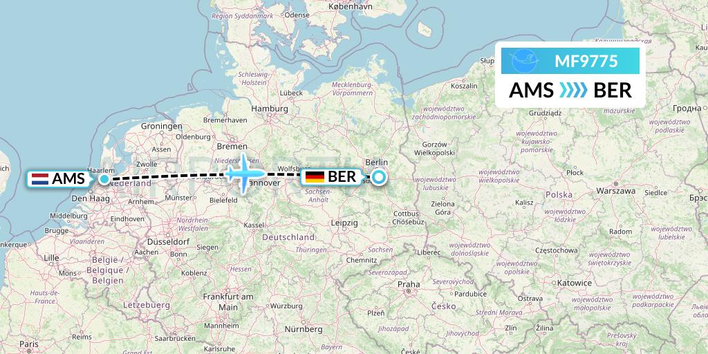 MF9775 Xiamen Airlines Flight Map: Amsterdam to Berlin