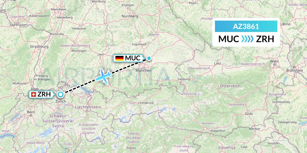 AZ3861 ITA Airways Flight Map: Munich to Zurich