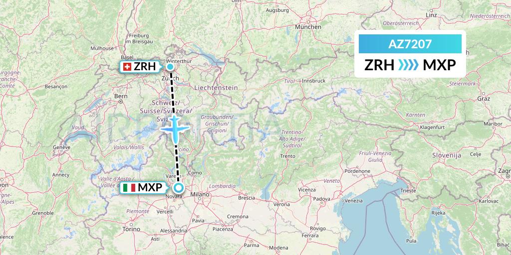 AZ7207 ITA Airways Flight Map: Zurich to Milan